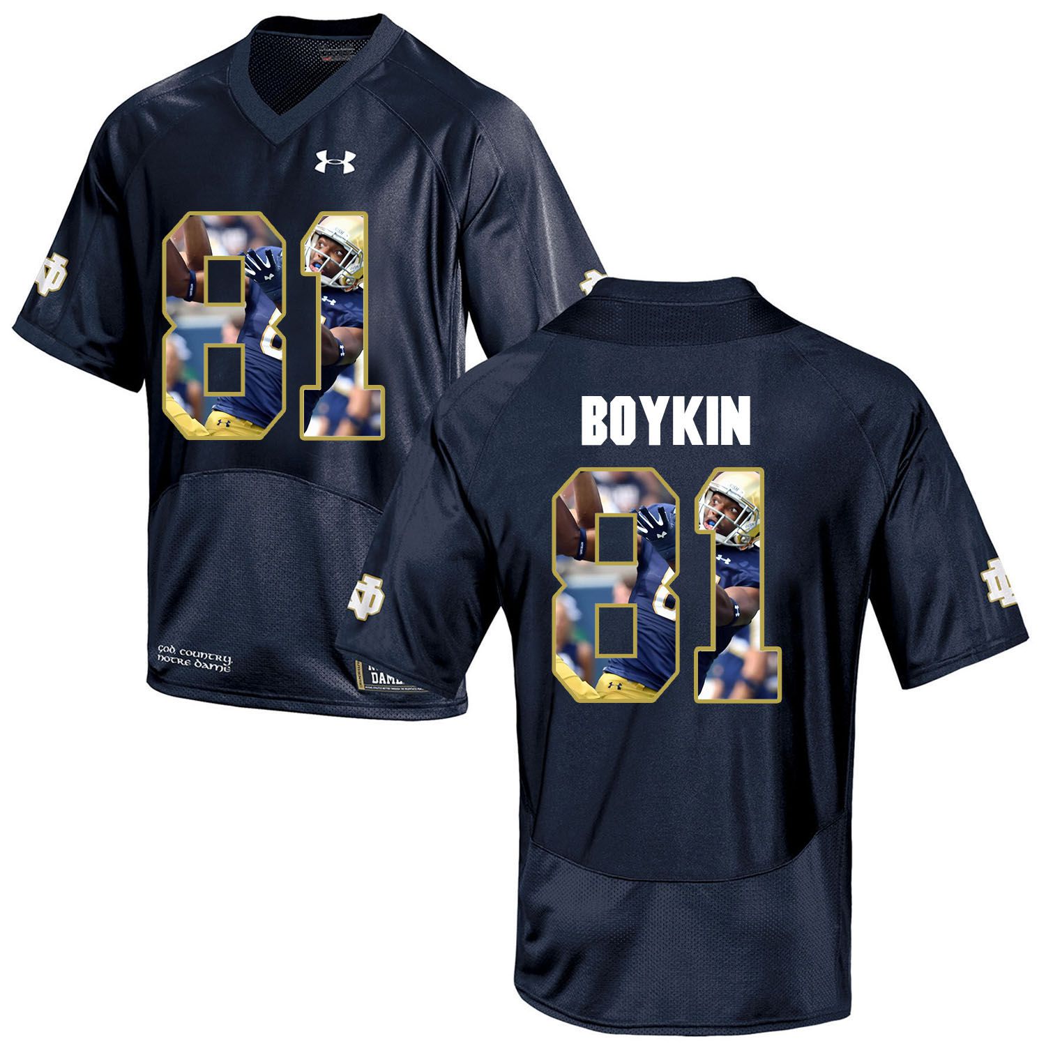 Men Norte Dame Fighting Irish #81 Boykin Navy Blue Fashion Edition Customized NCAA Jerseys